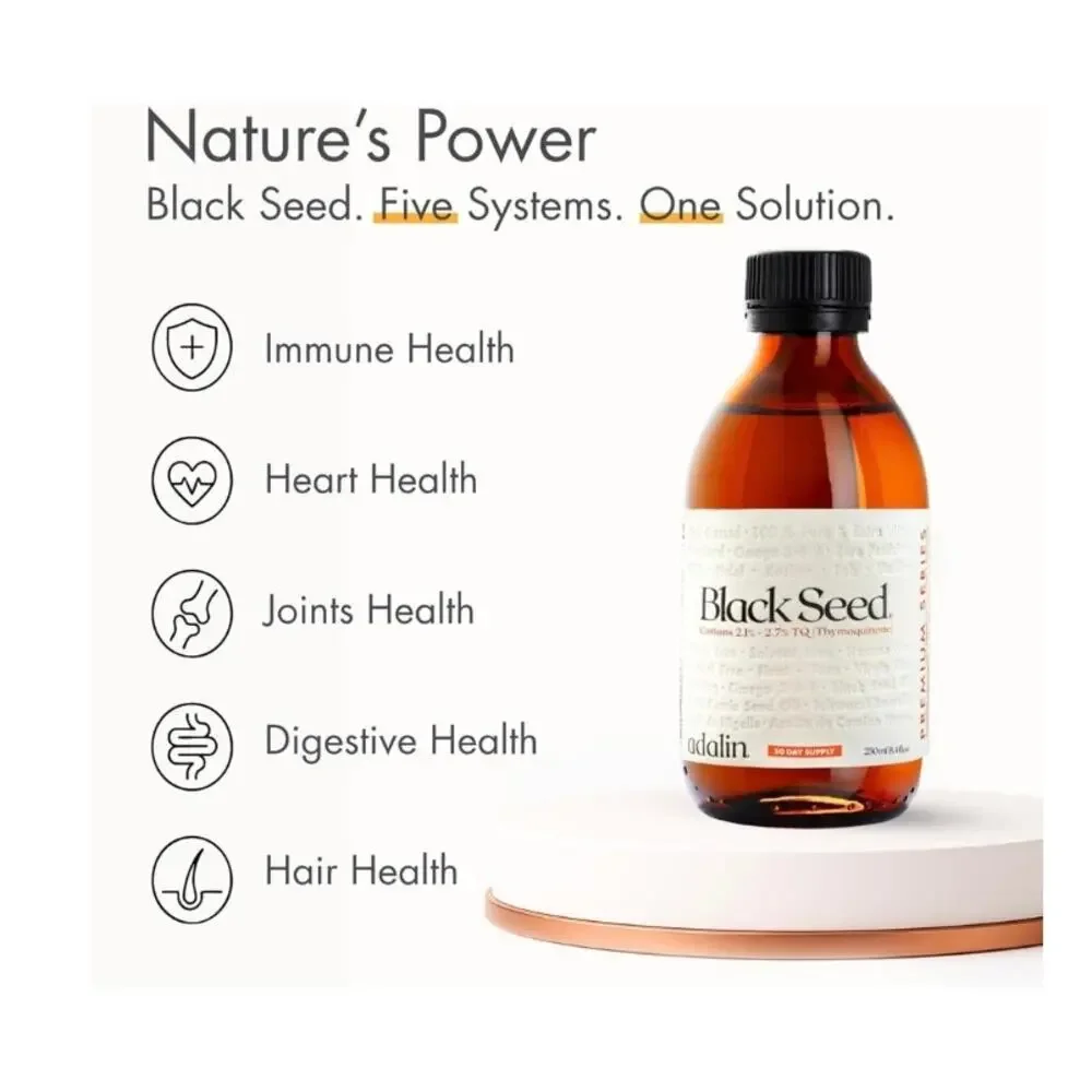 Adalin Black Seed Oil 250ml | Cold Pressed, Glass Bottle, Pure TQ 2.1–2.7% NEW - Picture 3 of 16